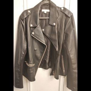 Plus Size Faux Leather Jacket